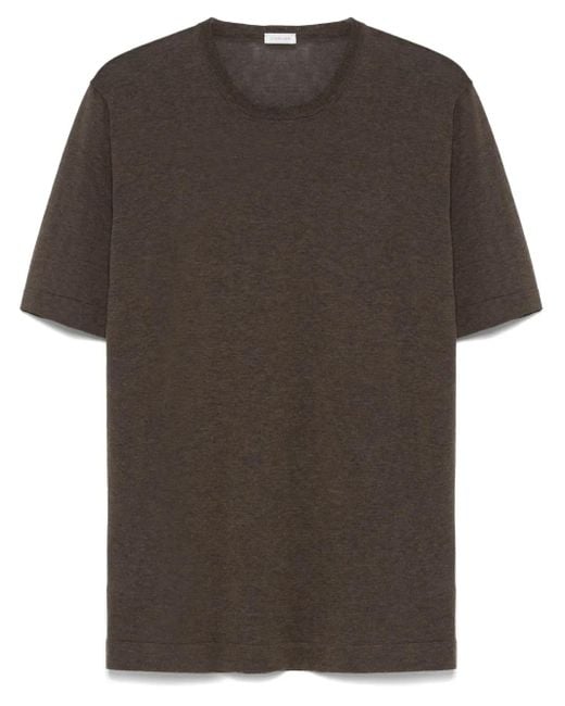 Caruso Brown Short-Sleeves Cotton T-Shirt for men