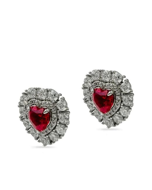 Juwelina Paris White Ember Ruby Stud Earrings