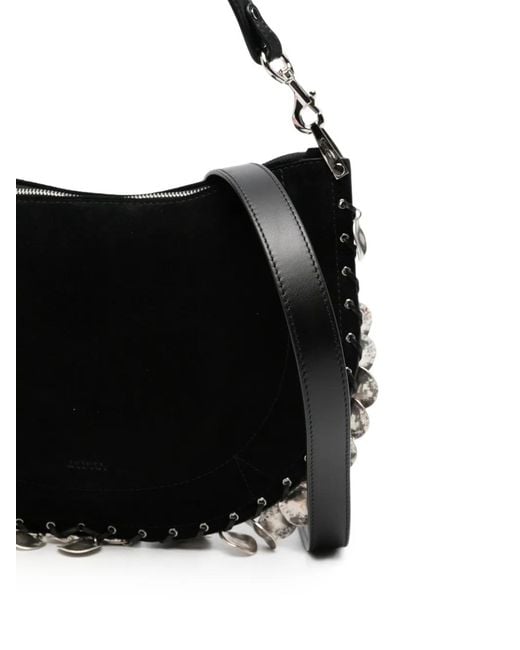 Isabel Marant Black Oskan Coin-Embellished Suede Shoulder Bag
