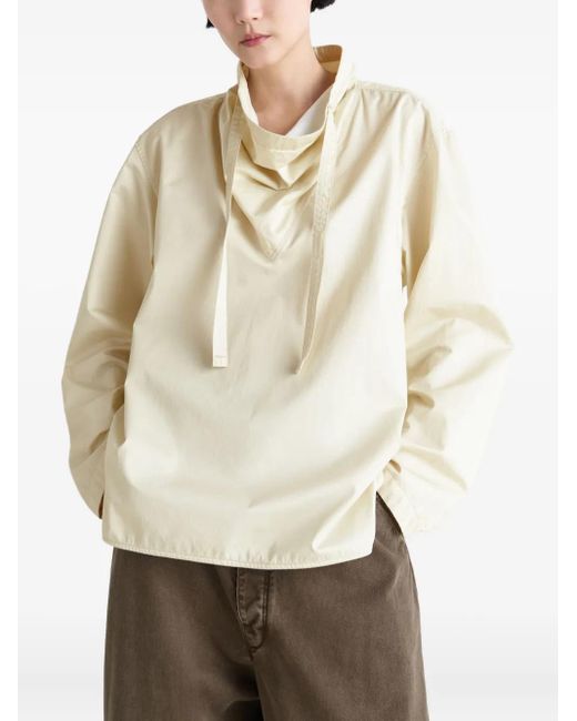Lemaire Natural High-Neck Drawstring Blouse