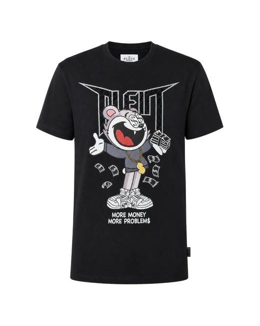 Philipp Plein Black Jersey T-Shirt Money Bear for men
