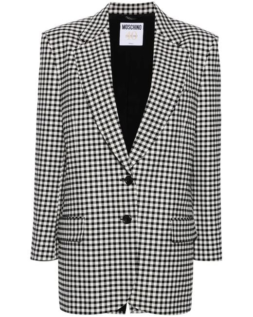 Moschino Black Gingham-Check Single-Breasted Blazer