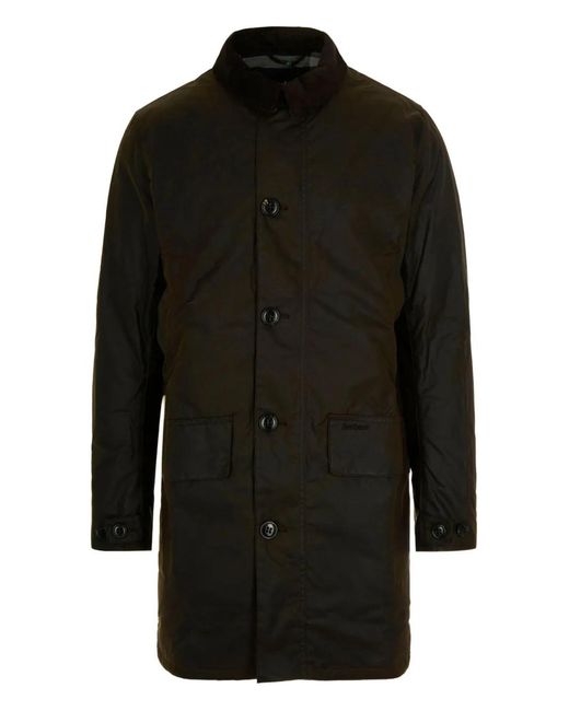 Barbour Black Cotton Buttoned Coat for men