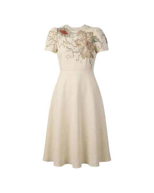 Valentino Garavani Natural Floral-Embroidered Sequin-Embellished Dress