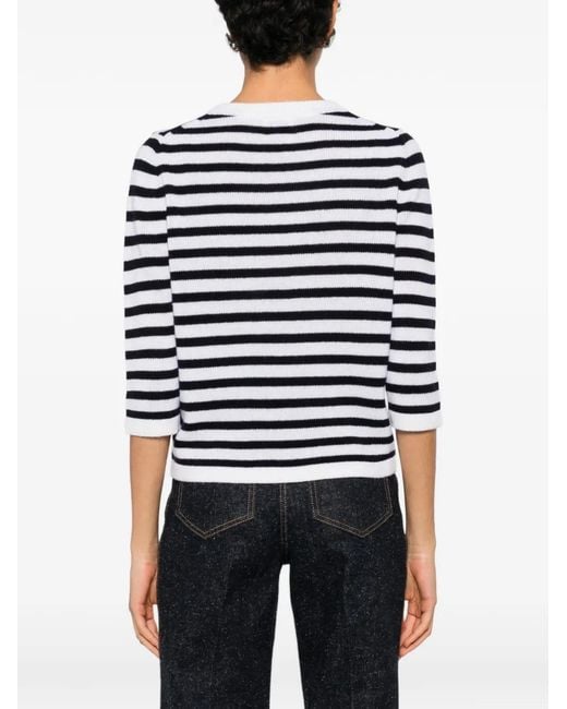 Allude Blue Striped-Pattern Sweater