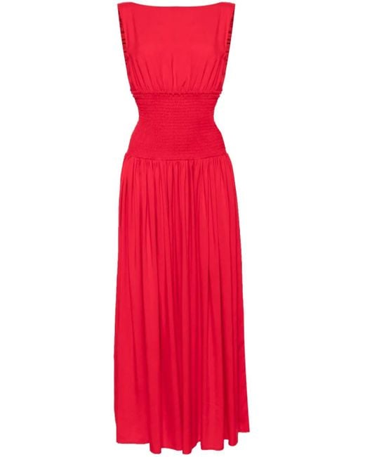 Bambah Red Ruched Backless Dress
