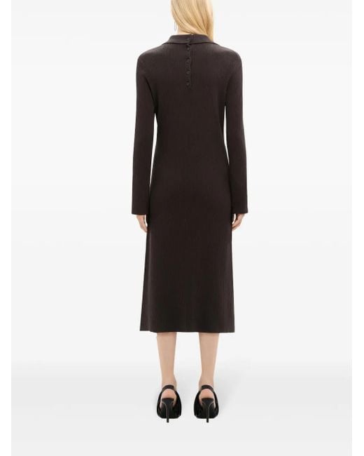 Courreges Black Multi-Button Midi Wool Dress