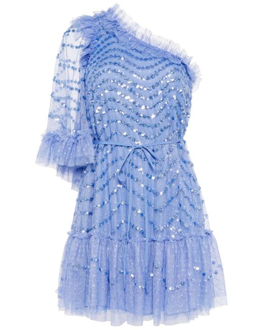 Needle & Thread Blue Shimmer Wave Mini Dress