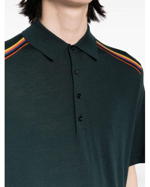 Paul Smith Fein gestricktes Poloshirt mit Artist Stripe-Detail in Black für Herren