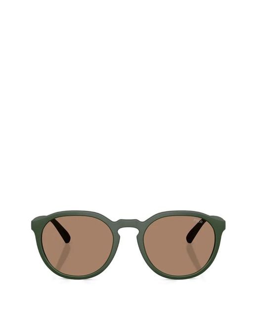 Polo Ralph Lauren Green Matte Dark Round Sunglasses for men
