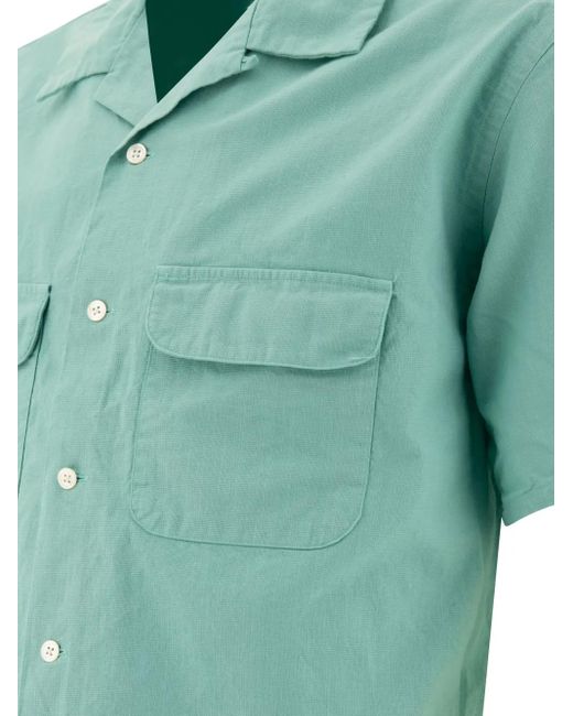 Beams Plus Green Open-Collar Pocket Shirt for men