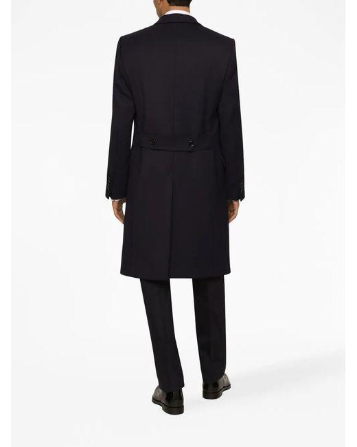 Dolce & Gabbana Blue Peak-Lapels Single-Breasted Coat for men