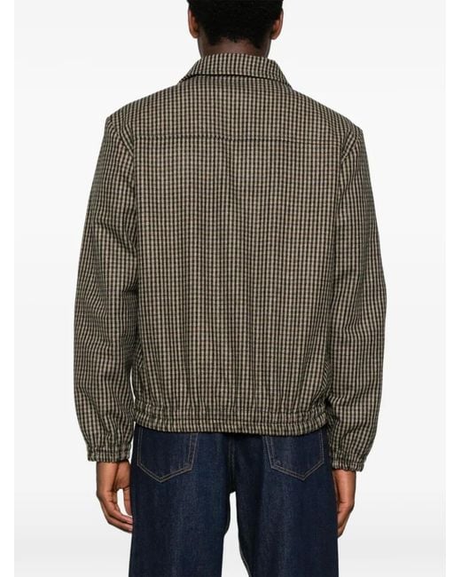 A.P.C. Brown Houndstooth Zip Shirt Jacket for men