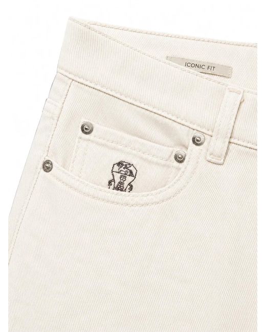 Brunello Cucinelli White Logo-Patch Jeans for men