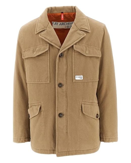 Fay Natural Buttoned Flap-Pocket Jacket for men