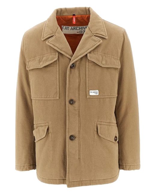 Fay Geknöpfte Jacke mit Klappentaschen in Natural für Herren