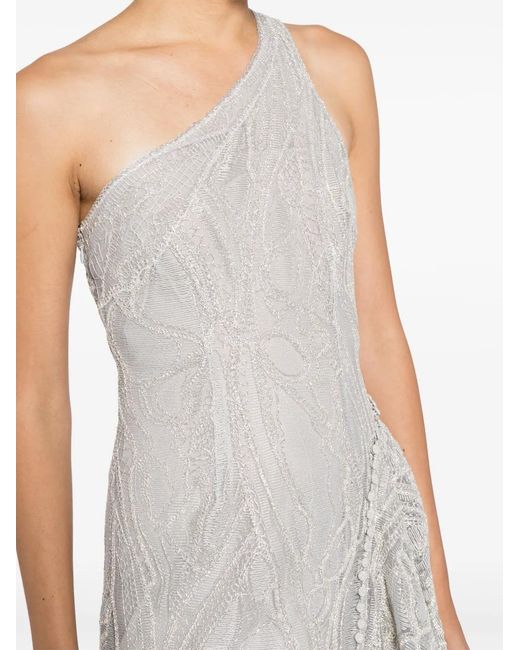 Jonathan Simkhai White Embroidered One-Shoulder Gown