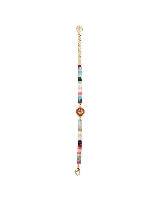 Casablanca White Beaded Logo-Plaque Bracelet for men