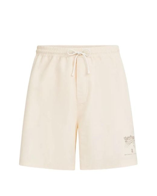 Brunello Cucinelli White Swim Shorts for men