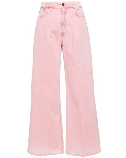 Pinko Pink Wide-Leg-Jeans aus Gabardine