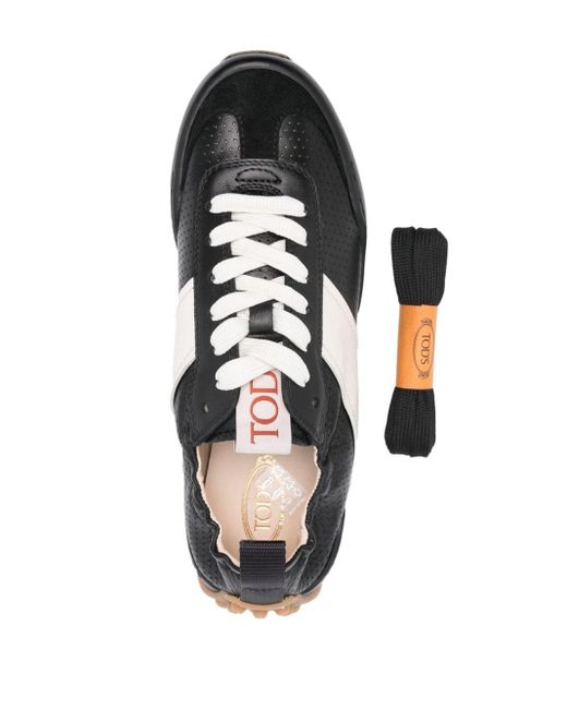 Tod's Black Elasticated-Trim Leather Sneakers