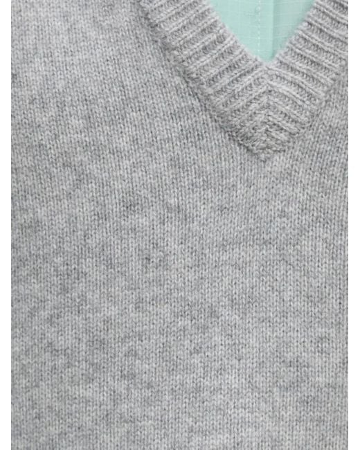 Herskind Gray V-Neck Ribbed Sweater