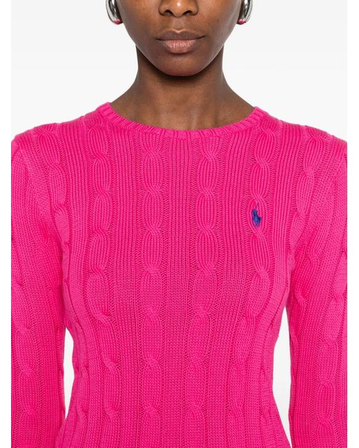 Polo Ralph Lauren Pink Cable Knit Crew Neck Sweater