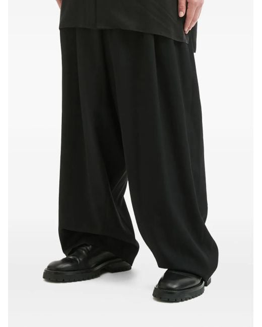 Yohji Yamamoto Black Pleated Wool Trousers for men