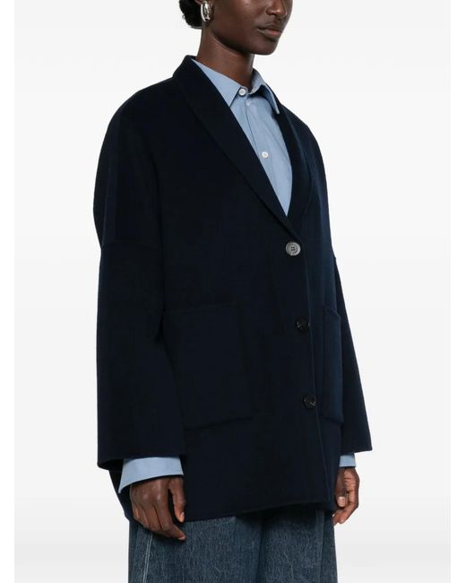 ERMANNO FIRENZE Blue Shawl-Lapel Patch-Pocket Jacket