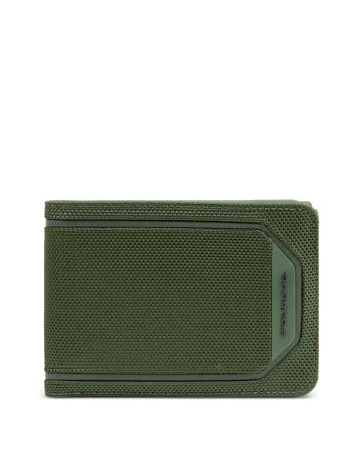 Piquadro Green Mesh-Texture Flip-Up Wallet for men