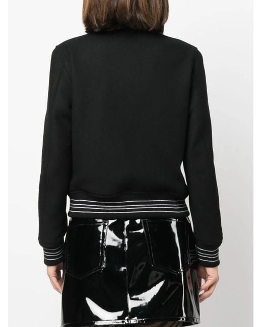 Amiri Black Logo-Embroidered Felted Bomber Jacket