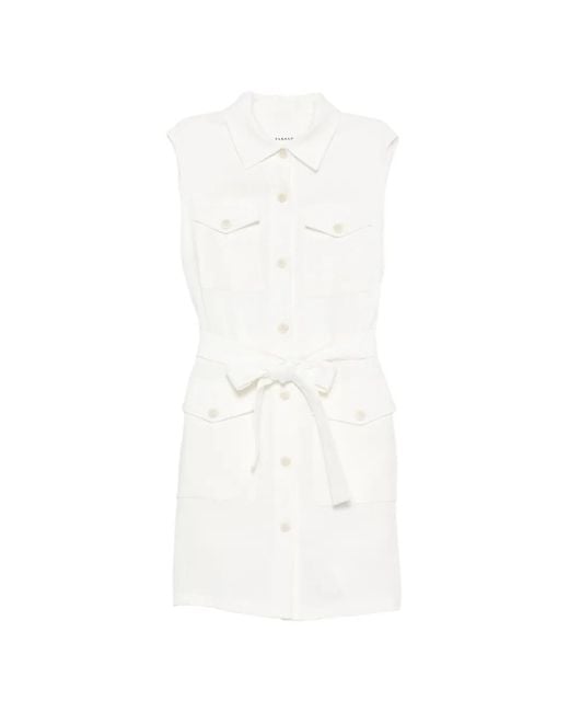 P.A.R.O.S.H. White Robe-Chemise Blink À Coupe Courte