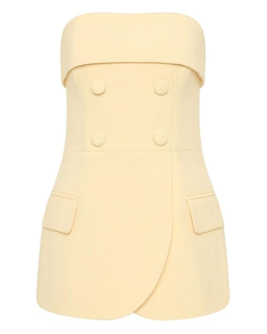 Rebecca Vallance Natural Strapless Double-Breasted Top