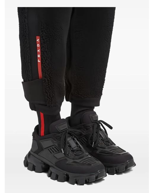 Prada Black Logo-Print Trousers