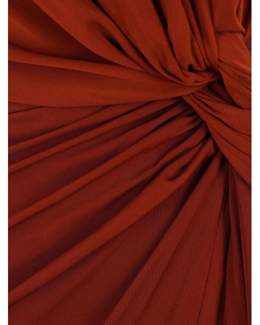 Bottega Veneta Red Gerafftes Neckholder-Kleid