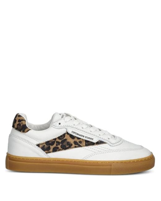 COPENHAGEN White Sneakers mit Leoparden-Print