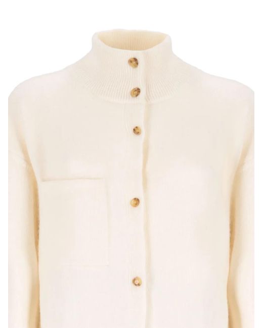 Laneus White Knitted Button Jumpsuit