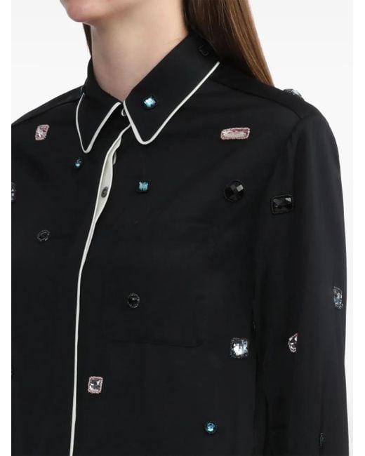 3.1 Phillip Lim Black Gemstoned Satin Pajama Shirt