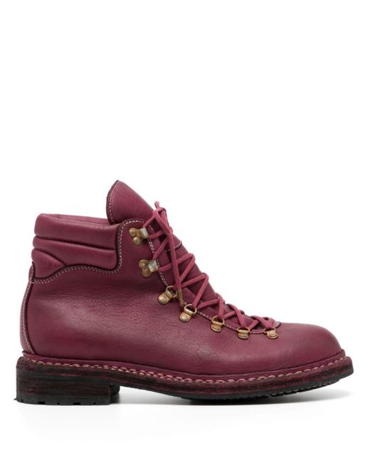Guidi Purple Lace-up Leather Boots for men