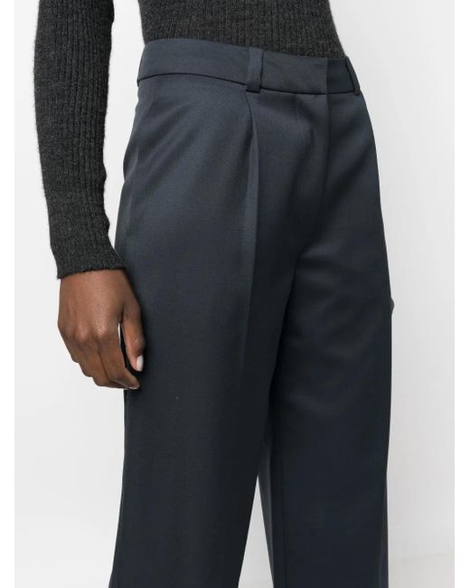 Low Classic Blue Wool-Blend Straight-Leg Trousers
