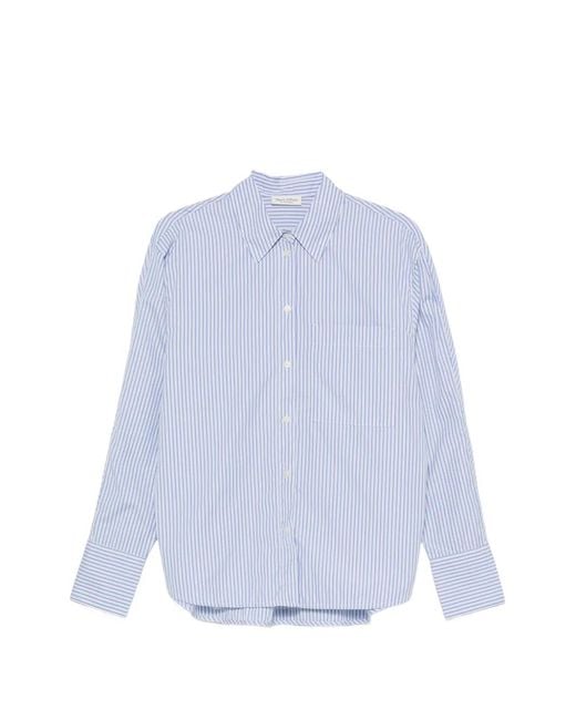 Marc O' Polo Blue Vertical-Stripe Chest-Pocket Shirt