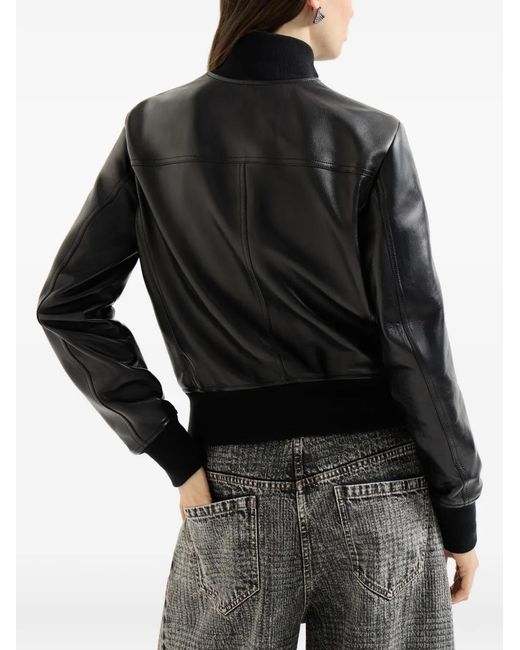 Brunello Cucinelli Black Nappa-Leather Outerwear Jacket With Monili