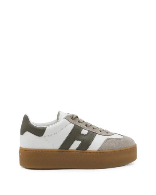 Hogan White Logo-Patch Platform Sneakers