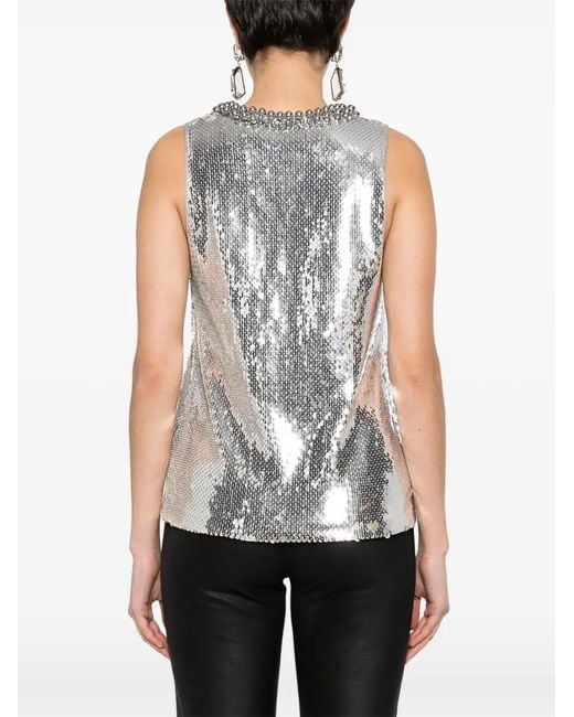 Rabanne Gray Sequin-Embellished Top