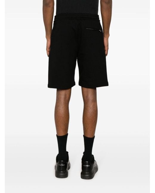 Alexander McQueen Black Graffiti Logo-Print Cotton Shorts for men