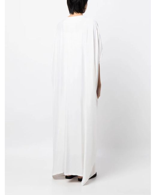 Bambah White Draped Short-Sleeve Kaftan Dress