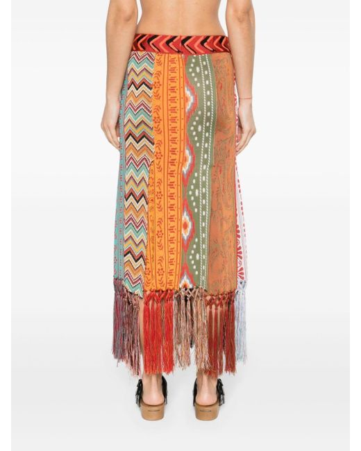 Alanui Orange Scent Of Incense Mix-pattern Skirt