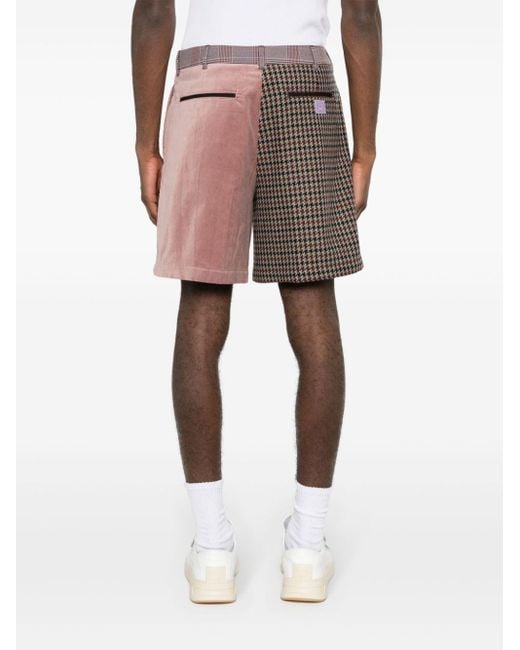 Acne Pink Patchwork-design Wool-blend Shorts