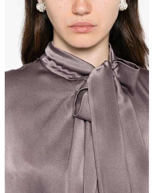 Alberta Ferretti Purple Tie-Neck Sleeveless Shirt