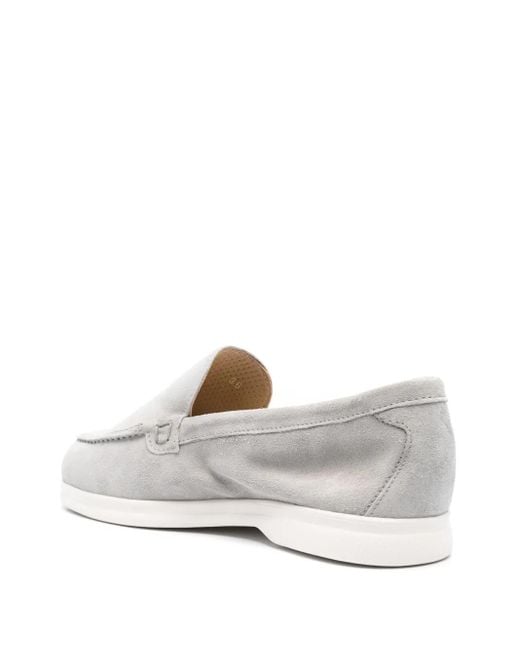 Doucal's White Slip-On Suede Moccasins